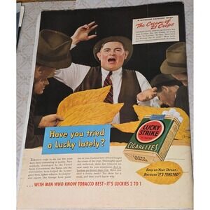 1939 Vintage Lucky Strike Cigarettes Ad Print "Have You Tried A Lucky Lately"